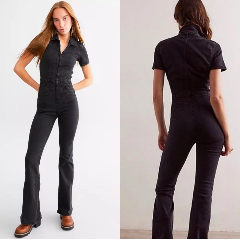 Free People/ We The Free Black Mamba Jean Jumpsuit Size XS - Picture 2 of 8